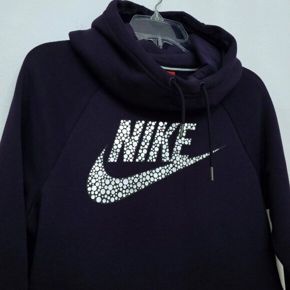 Nike Funnel Neck Deep Purple Metallic Graphic Pullover Hoodie Sweatshirt Small - Picture 5 of 12